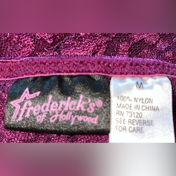 FREDERICK’S OF HOLLYWOOD lingerie eggplant purple sheer robe lace nighty size M - Picture 3 of 11